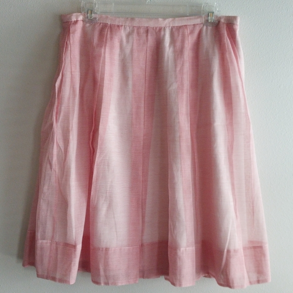 Talbots Dresses & Skirts - Talbot's Pink and White Stripe Silk Blend Preppy Coquette Feminine A-Line Skirt